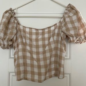 Abercrombie and Fitch Gingham Puff Sleeve Top